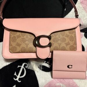 Coach Pink and Tan Shoulder Bag